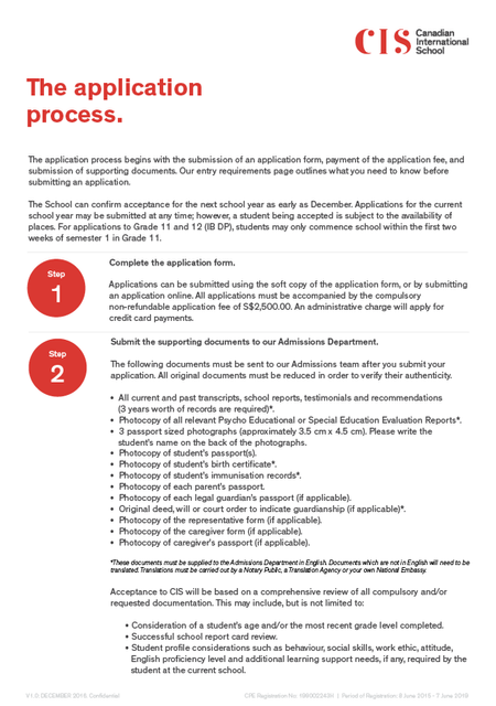 CIS application process and checklist