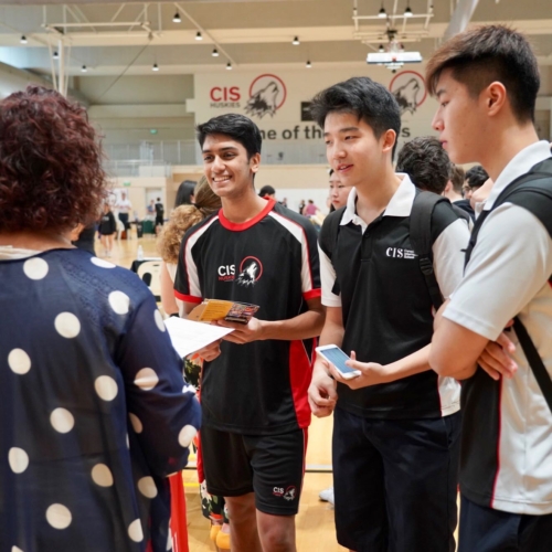Students at university fair