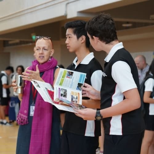 Students at university fair