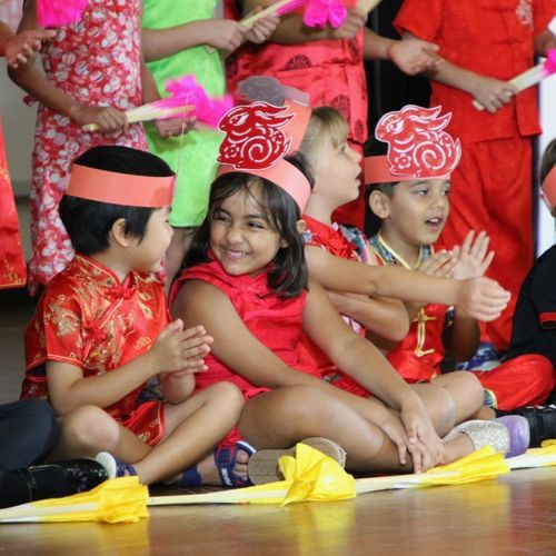 Kindergarten students celebrating Chinese New Year