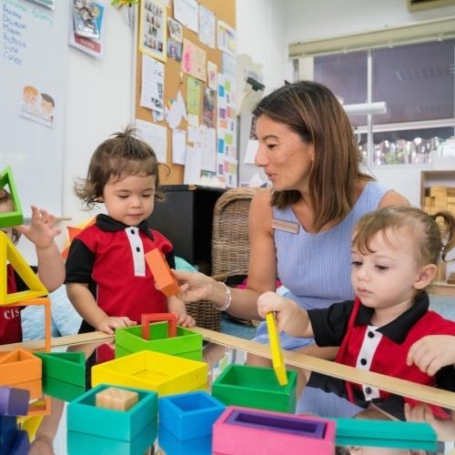 Kindergarten students engaged in learning