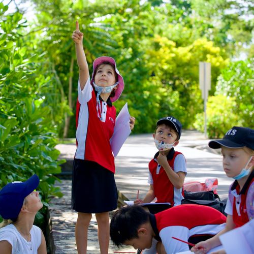 Students engaged in outdoor learning