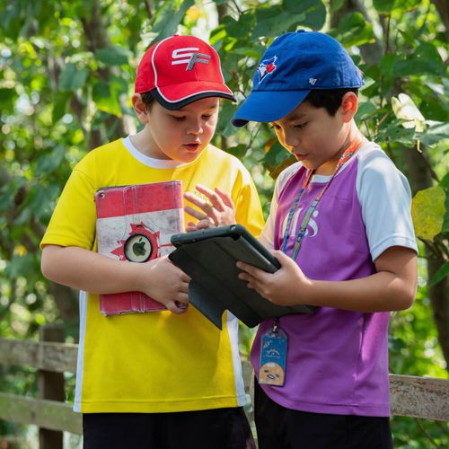 Students engaged in outdoor learning