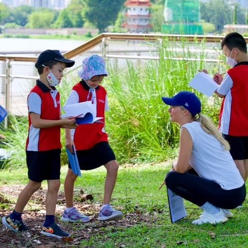 Students engaged in outdoor learning